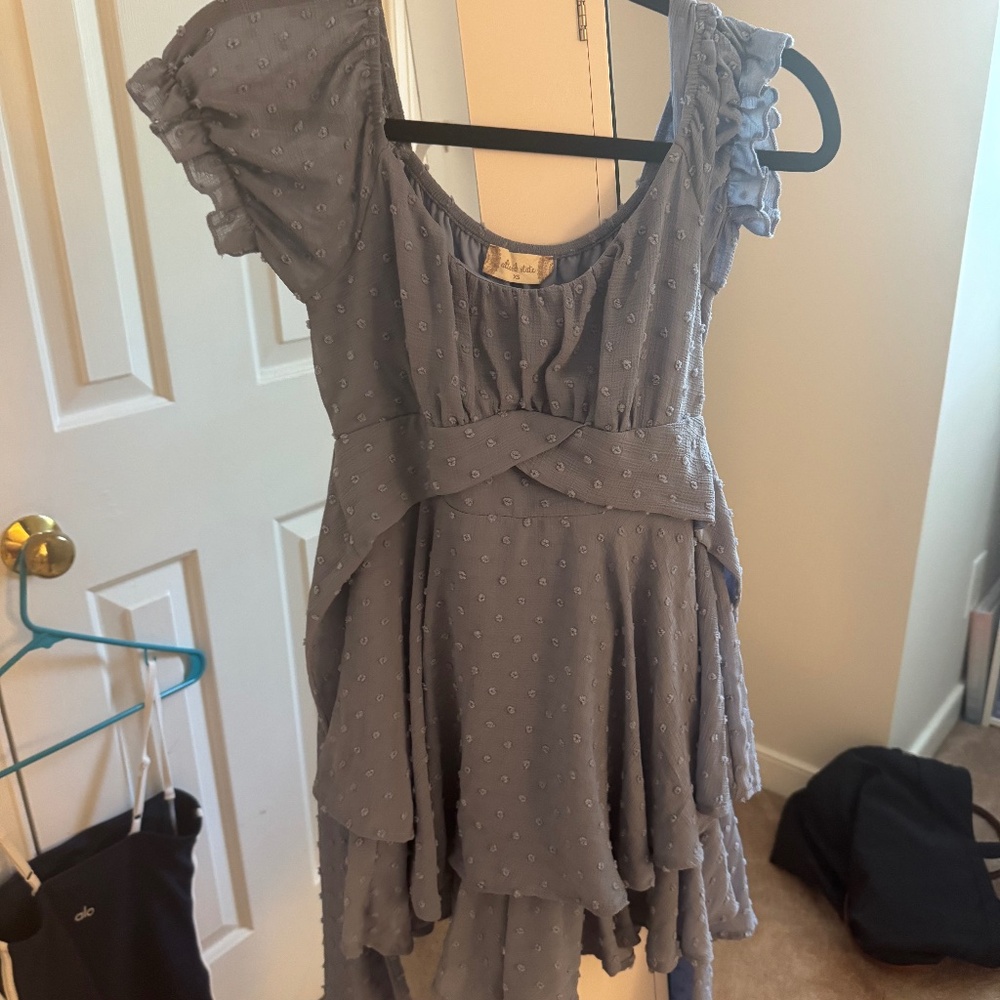 altar'd state light blue ROMPER embroidered dots